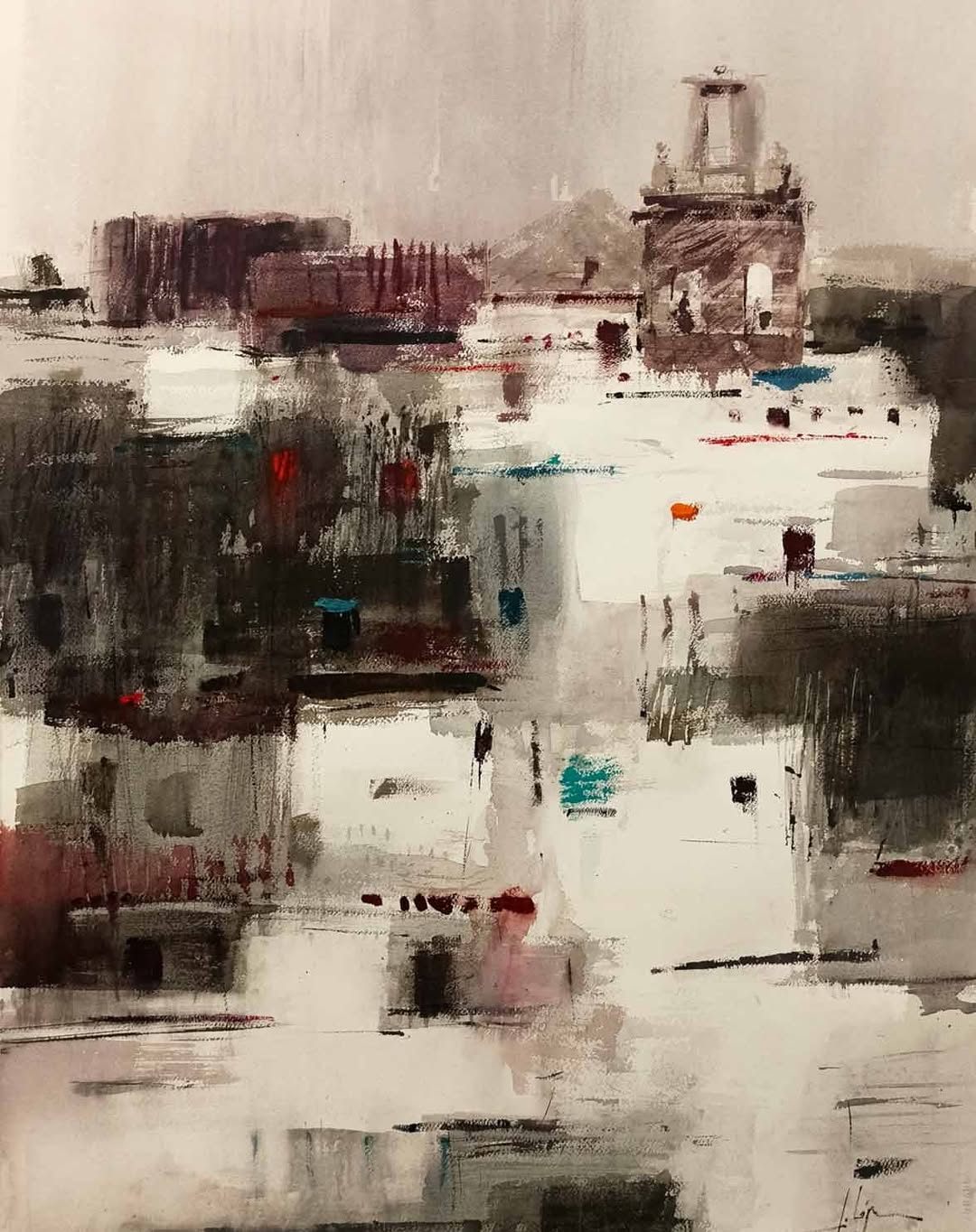 Pintura Sin título — Acuarela sobre papel original de Jorge López Marrón en Artbox