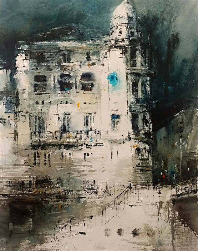 Pintura Escala de poder — Acuarela sobre papel de Jorge López Marrón