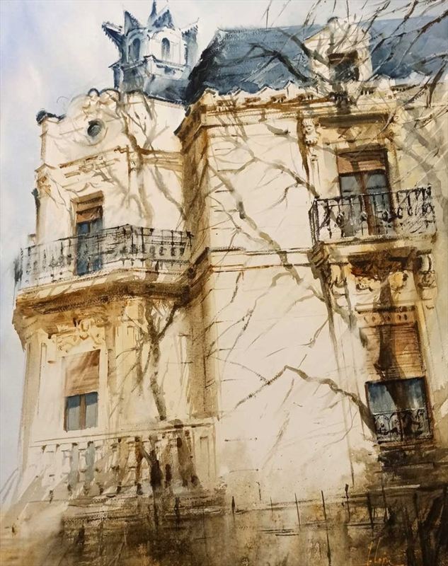 Pintura La Casa Zuloaga — Acuarela sobre papel de Jorge López Marrón