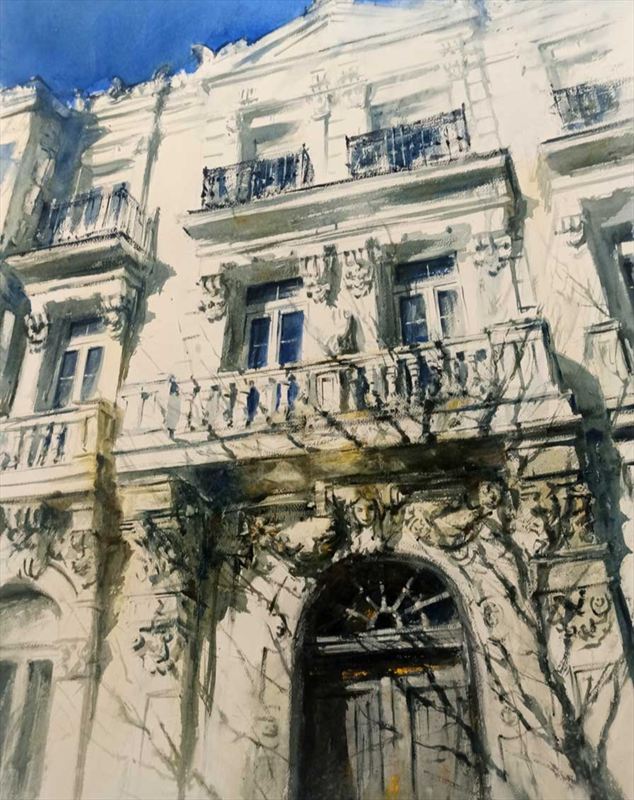 Pintura La luz del arquitecto Saracibar — Acuarela sobre papel de Jorge López Marrón