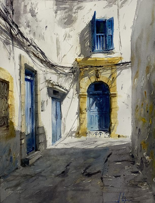 Pintura Luces en Marruecos — Acuarela sobre papel de Jorge López Marrón